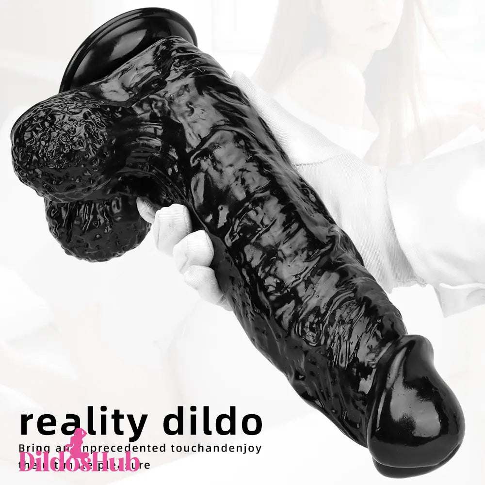 12.2in Super Big Thick Realistic Black Dildo BDSM Sex Toy For Women - Dildos Hub