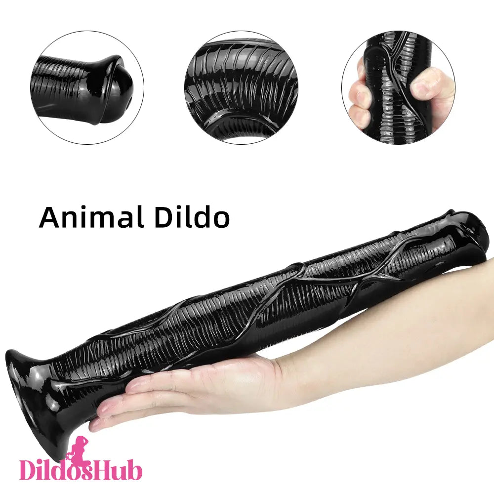 10.23in 12.6in 16.92in Big Long Black Real Feeling Horse Cock Animal Dildo - Dildos Hub