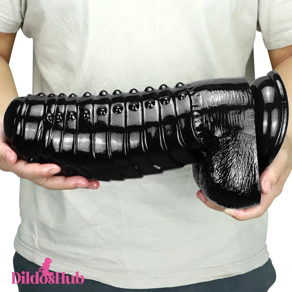 11.8in Big Black Thick Wide Spiked Uncut Fantasy Dildo For G-Spot Sex - Dildos Hub