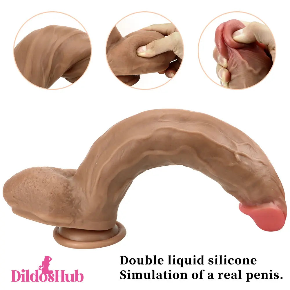 12.2in Big Soft Silicone Real Feeling Thick Dildo For Vagina Clitoris Sex - Dildos Hub