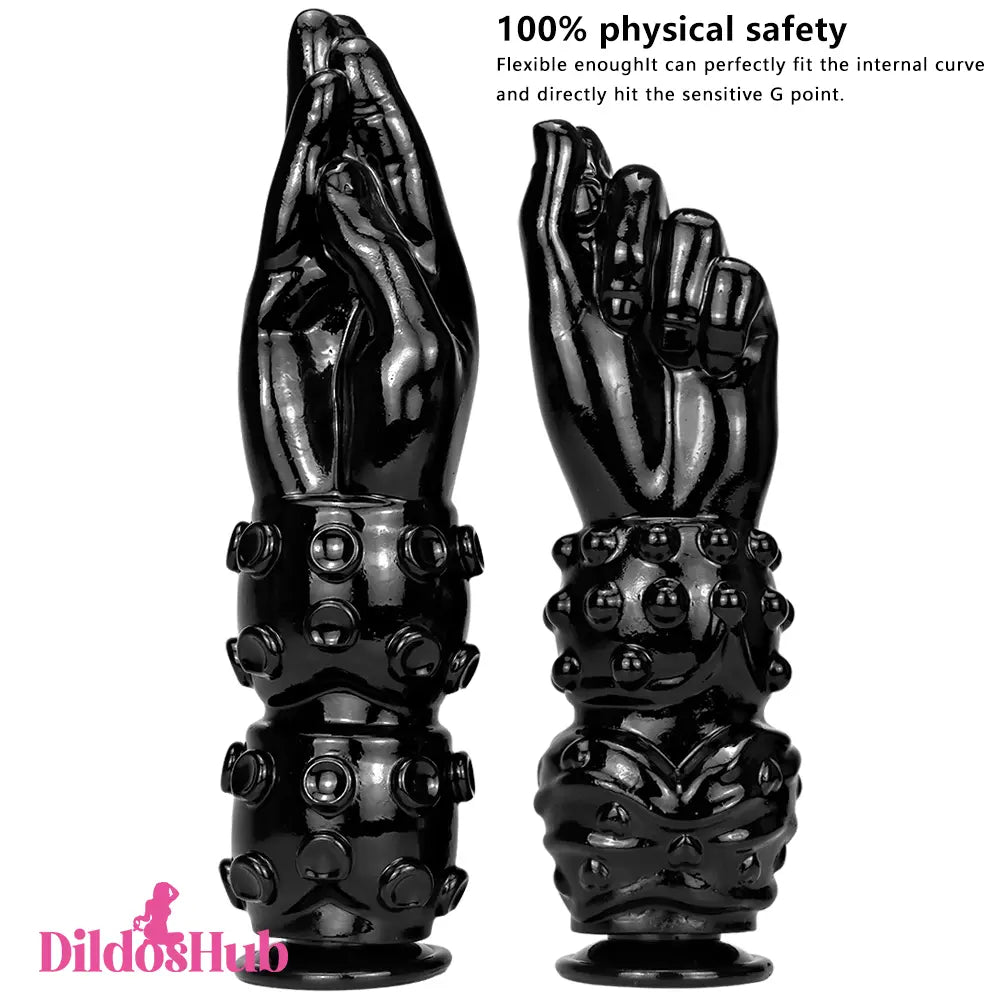 10.43in 12in Big Black Fantasy Spiked Fist Hands Dildo For Vagina Sex - Dildos Hub